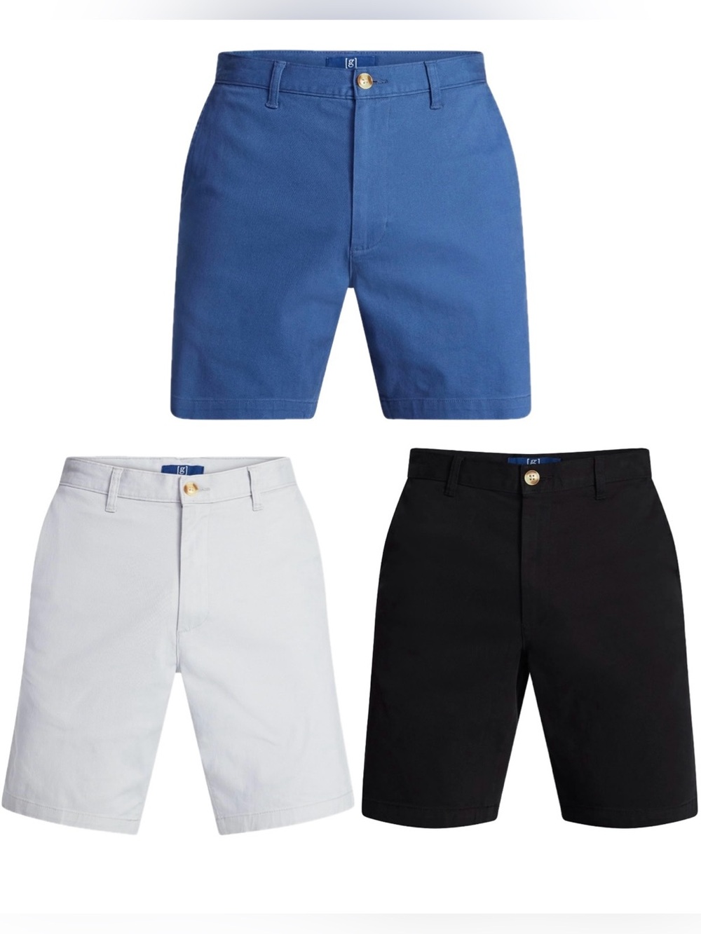 NWT George Men’s Cotton modernFlat front Shorts - Blue Grey & Black Bundle of 3